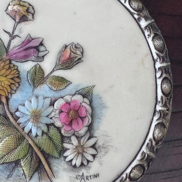 Artini Hand Painted Twin Etched 4D Sculptured Floral Wall Art #10050 Vintage - Picture 9 of 16